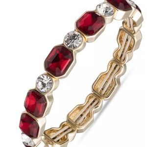 Anne Klein Stone And Crystal Stretch Bracelet Ruby Crystal NWT